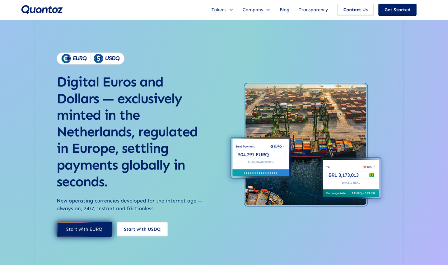 Quantoz website homepage