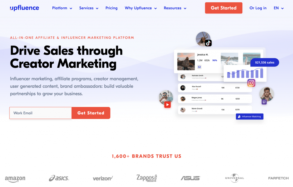 Screenshot of Upfluence