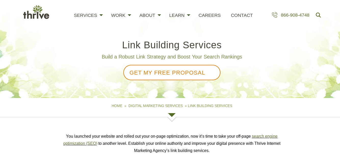 Thrive Marketing agency website
