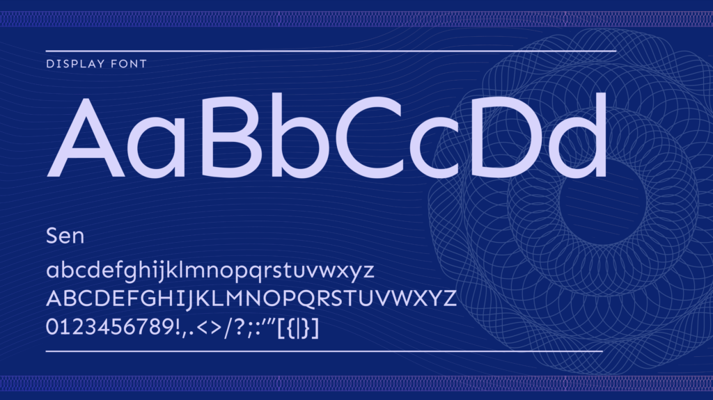 Sen display typeface specimen