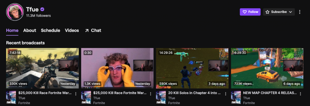 Screenshot of Tfue on Twitch
