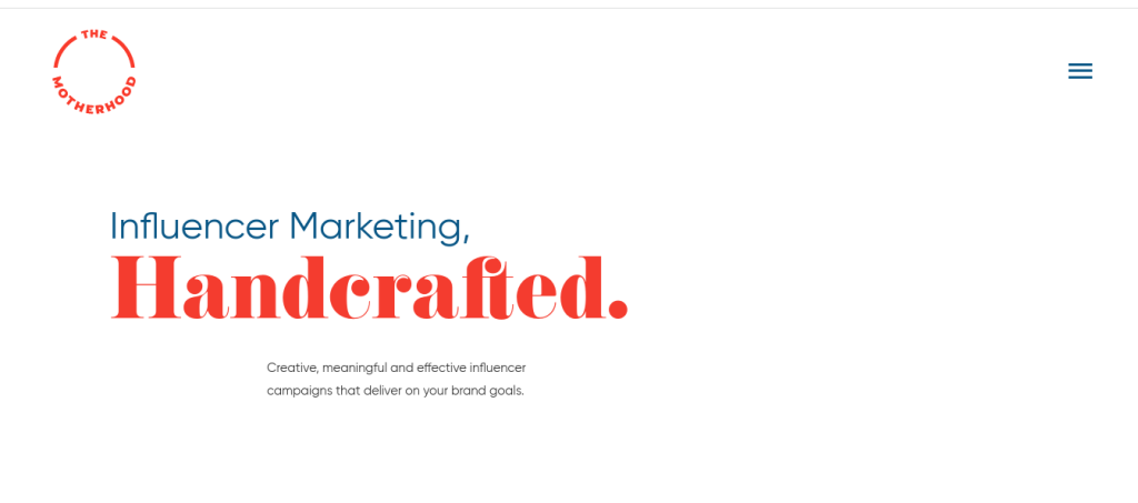 The Motherhood influencer marketing agency website screenshot