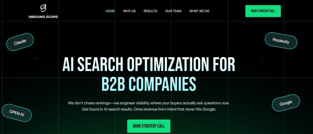 Inboundscope B2B SaaS marketing agency website screenshot