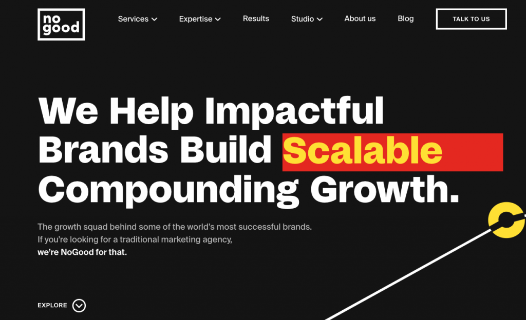 Nogood marketing agency screenshit