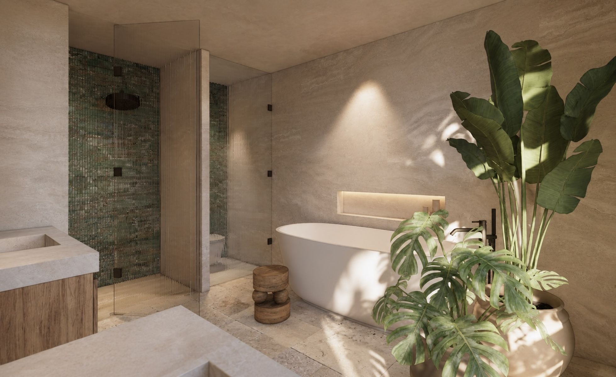 Visualisation: bathroom with freestanding bath