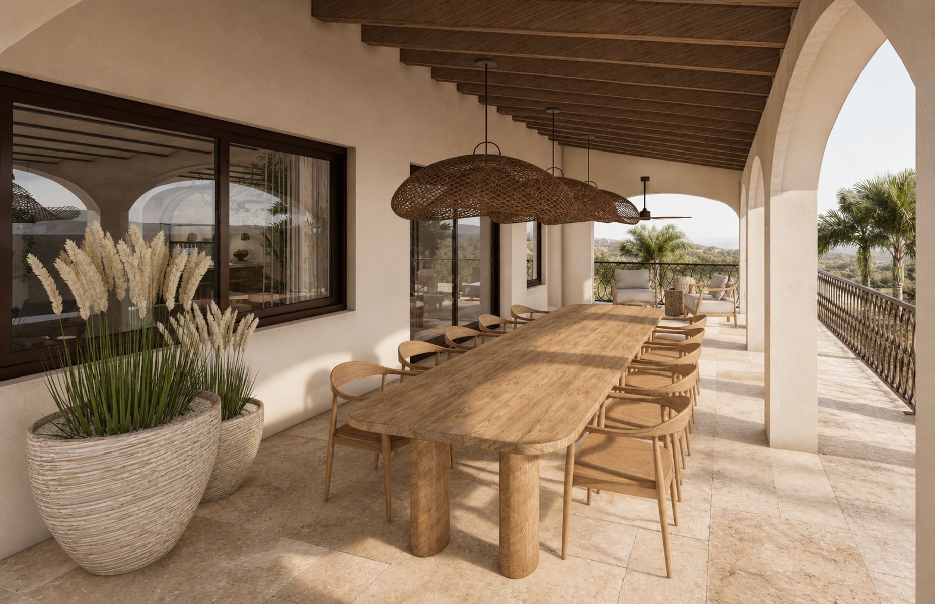Visualisation: covered terrace with dining table