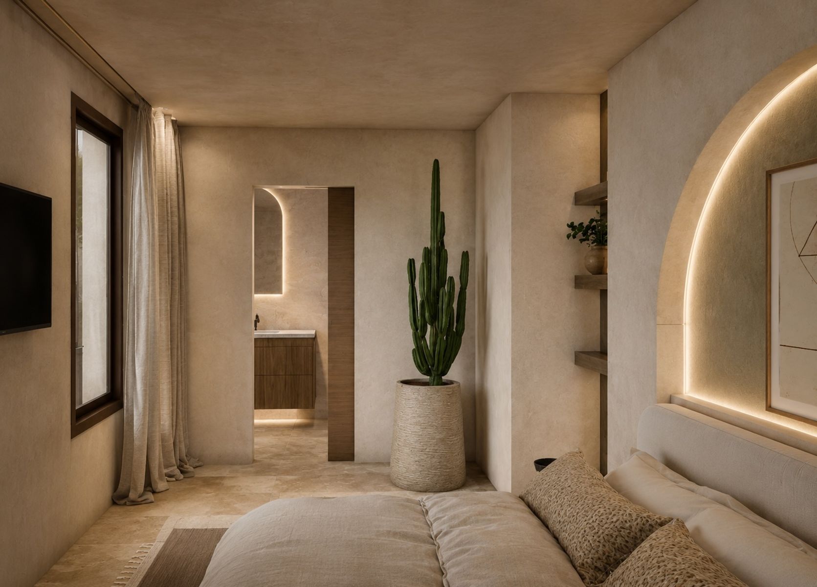 Visualisation: bedroom with en-suite bathroom
