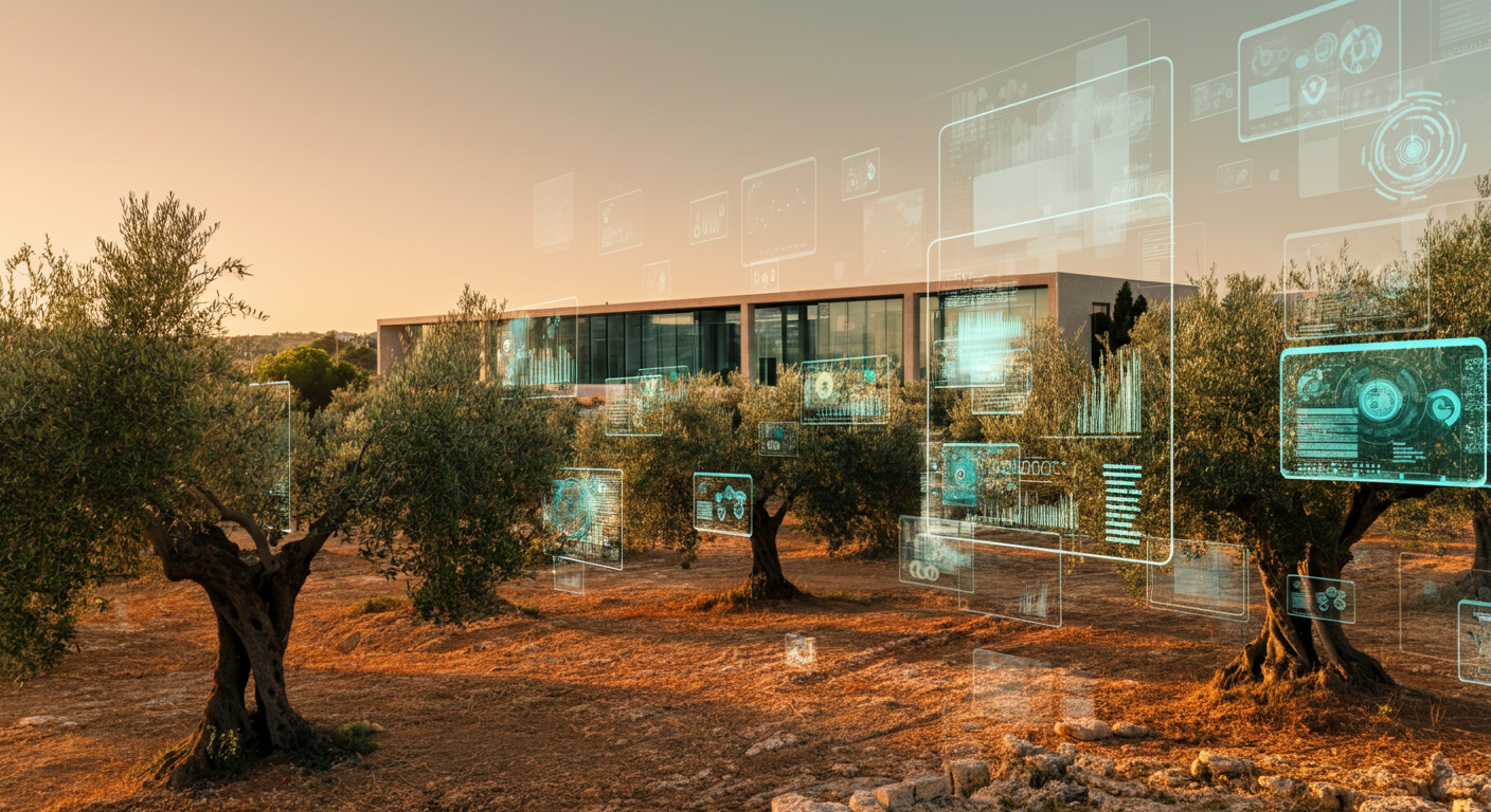 FORTIS Factory — Parco Culturale dell'Innovazione a Fasano, Puglia: ulivi secolari e architettura digitale al tramonto