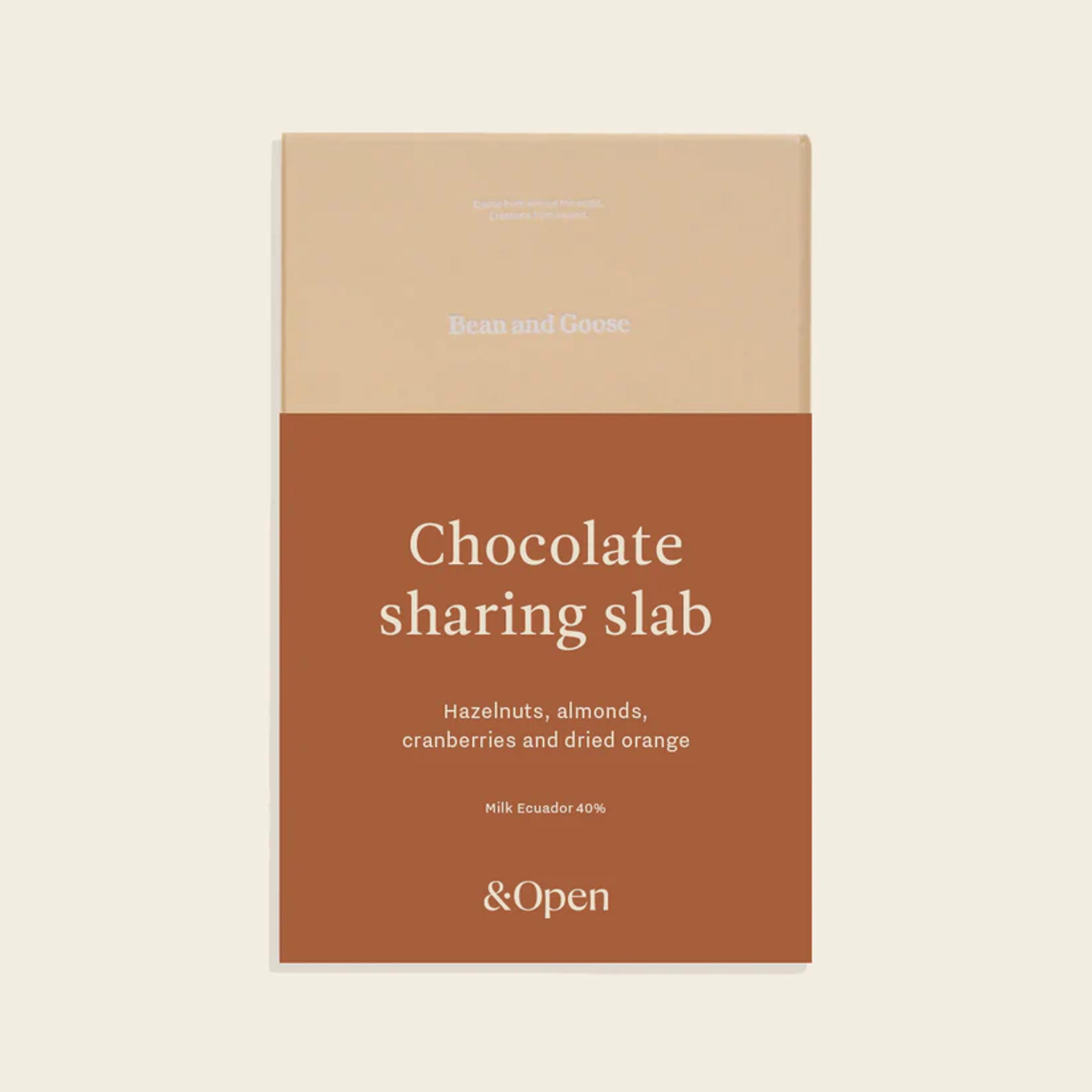 A chocolate sharing slab by Bean and Goose