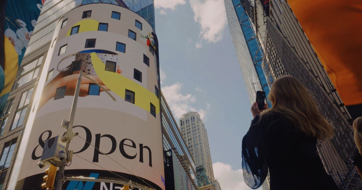 Discover the story behind &Open’s logo lighting up the Nasdaq Tower in