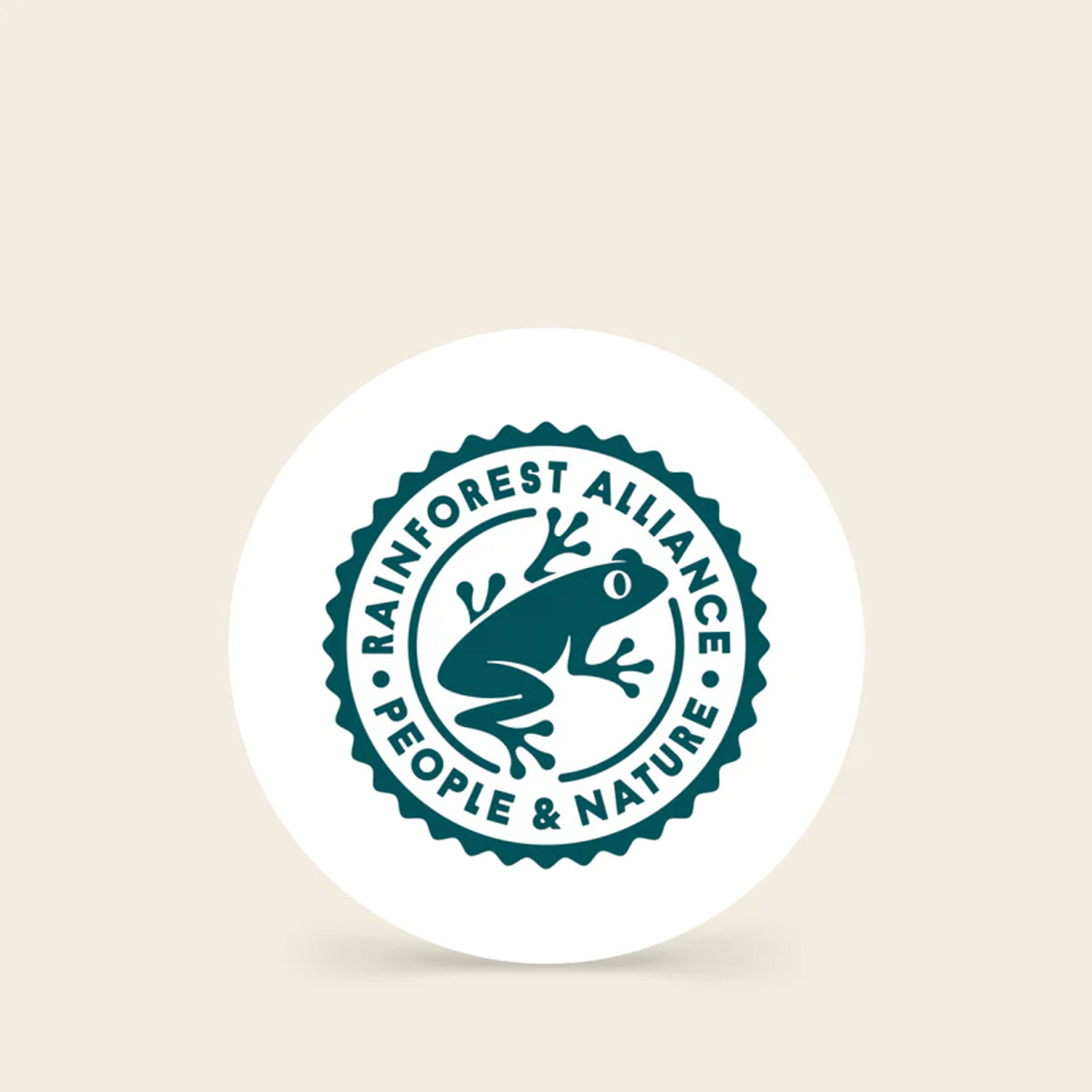 Rainforest alliance logo on a plain background