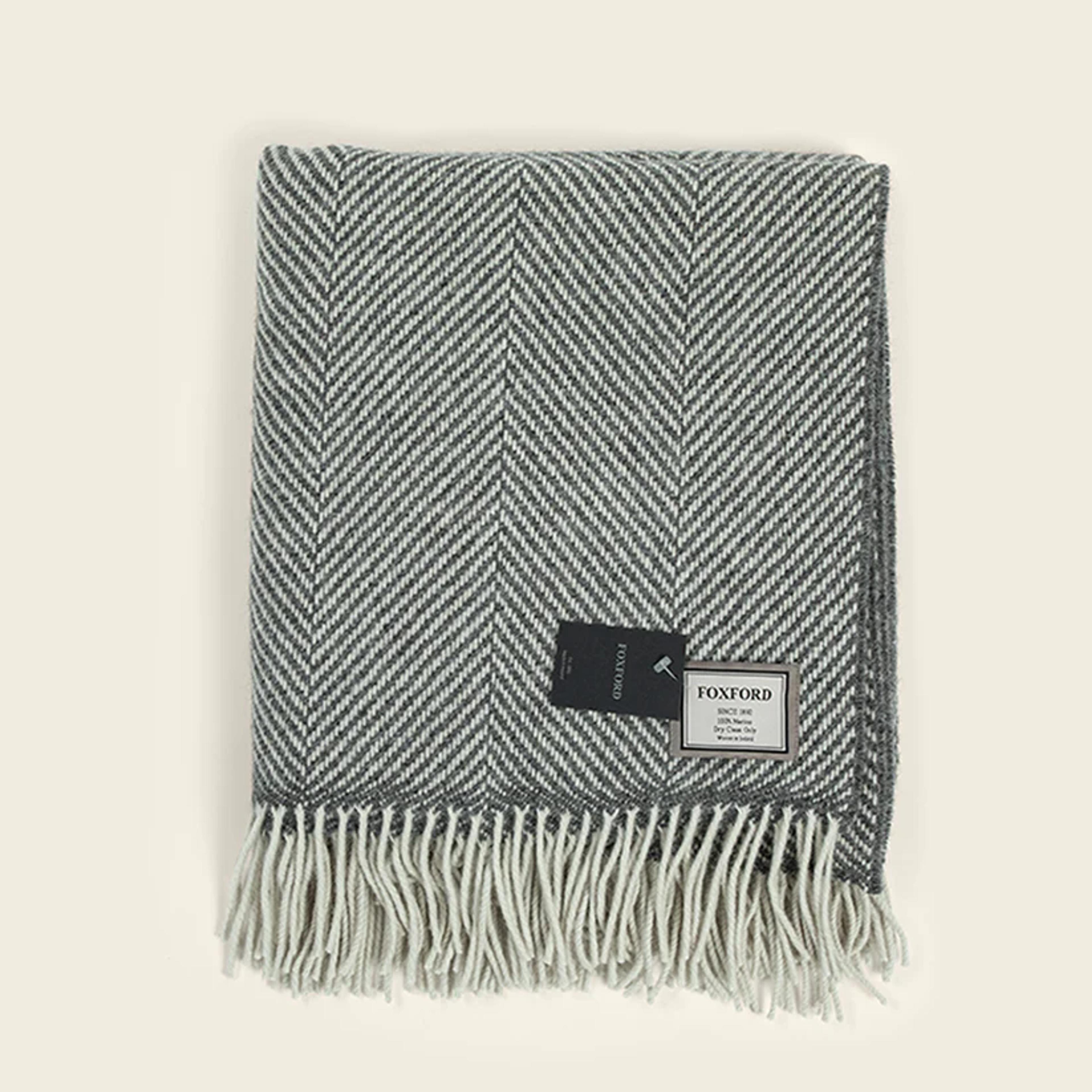 Merino wool blanket by Foxford in herringbone weave