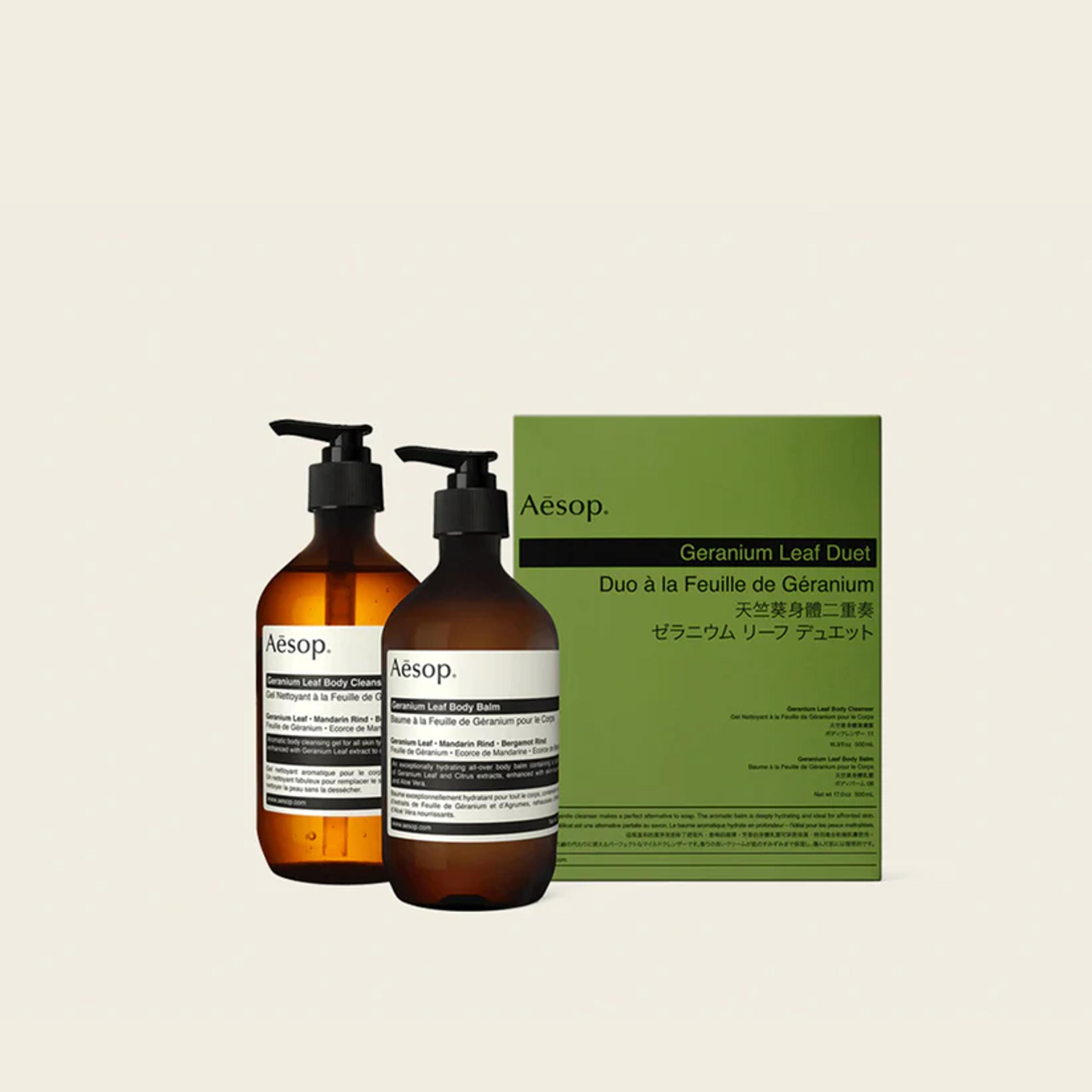 Aesop body cleanser and balm gift set