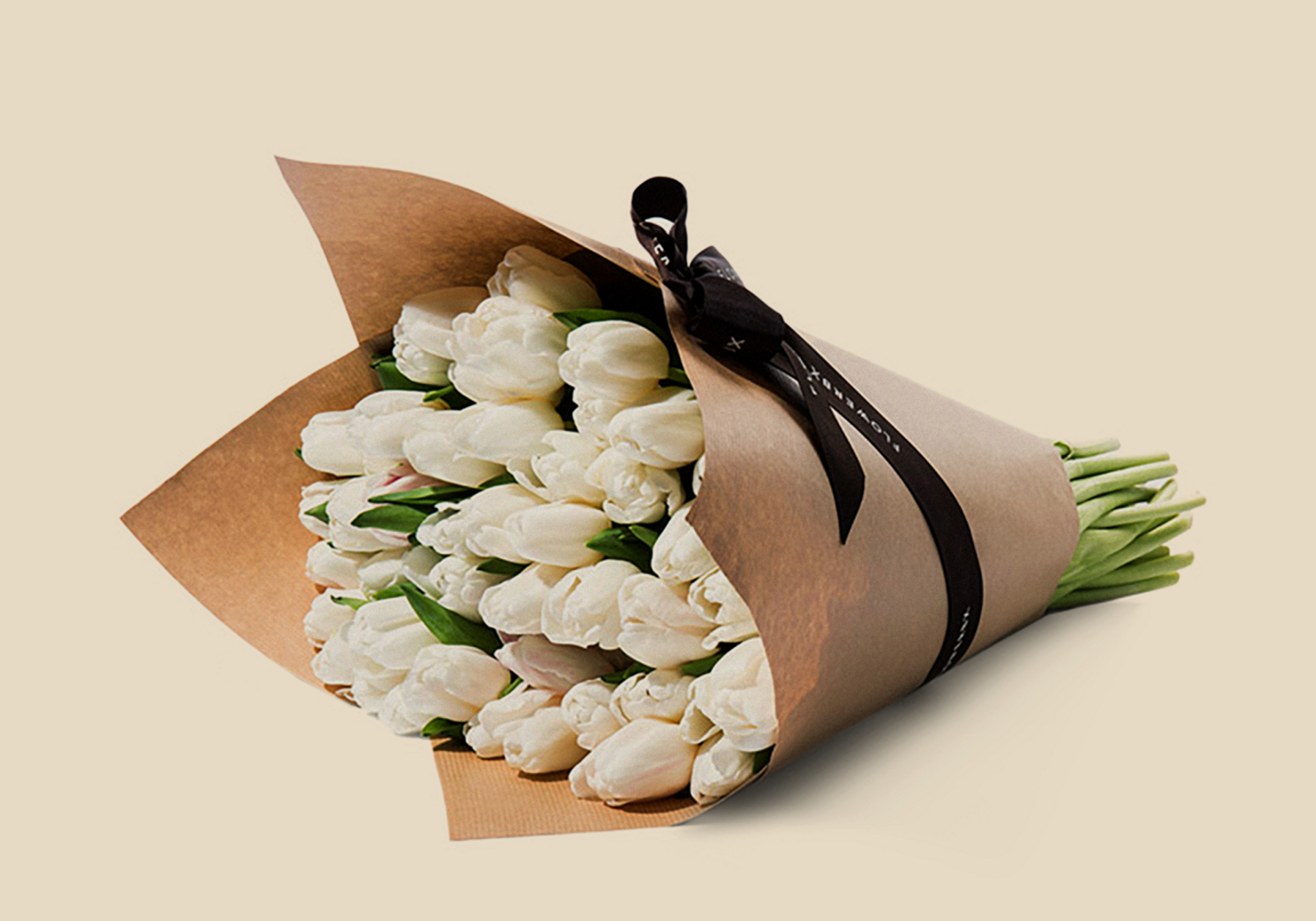 Sustainable gift idea: white tulips locally sourced