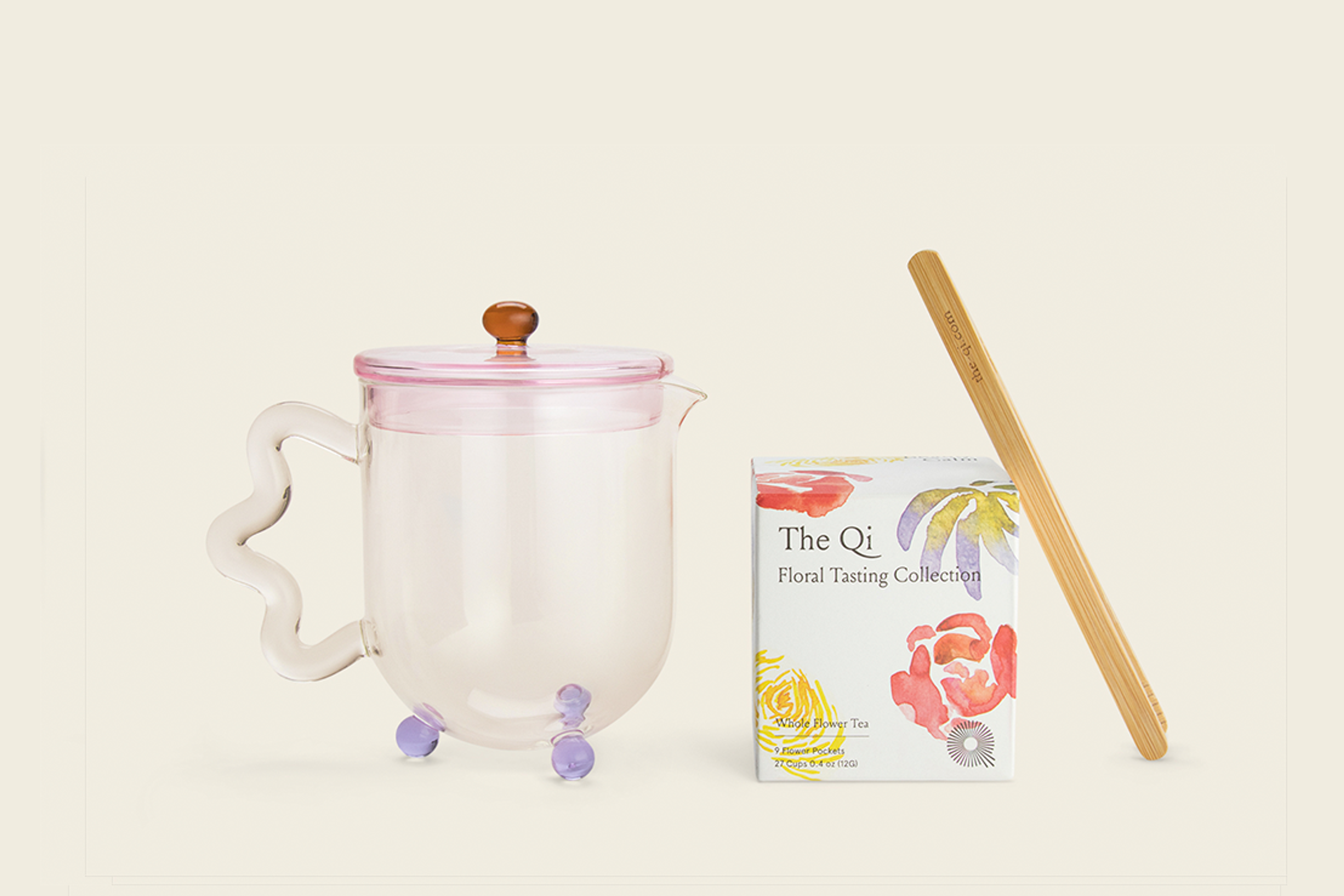 The Qi Bloom Glass Teapot Set