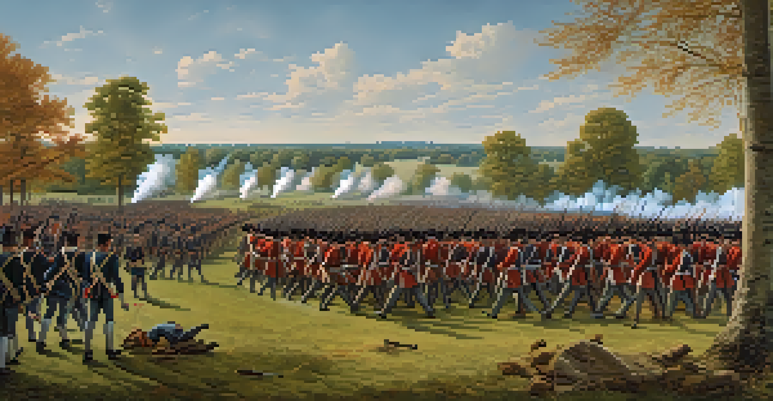 Panoramic view of the Battle of Princeton with American forces engaging British troops on a grassy field.