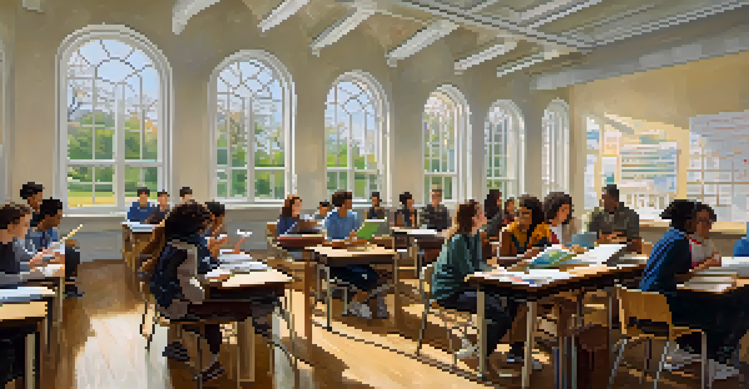 Inside a classroom at Princeton University, diverse students are engaged in discussion with sunlight streaming in.