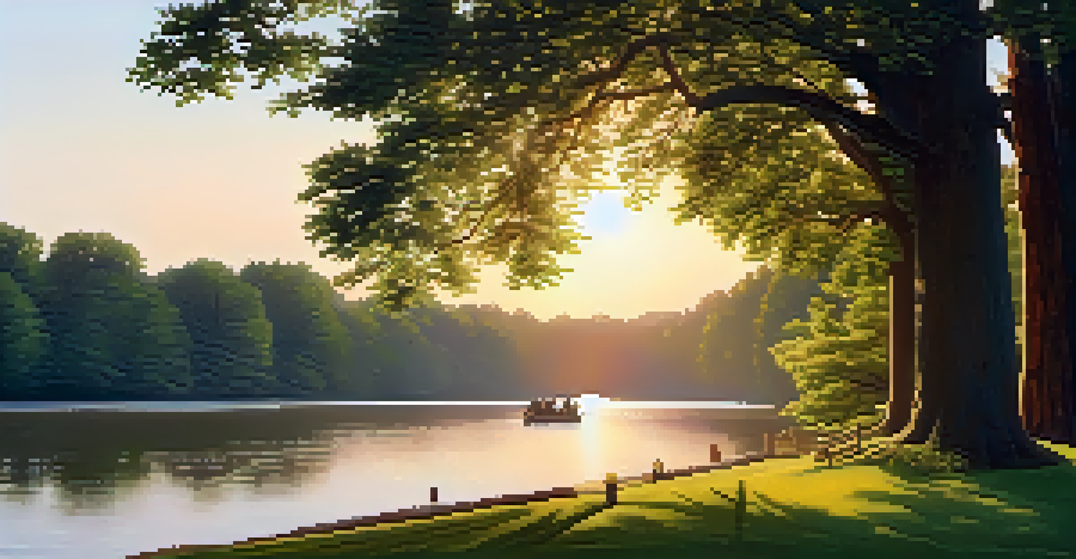 Washington Crossing State Park with a historical monument set against a sunset backdrop.