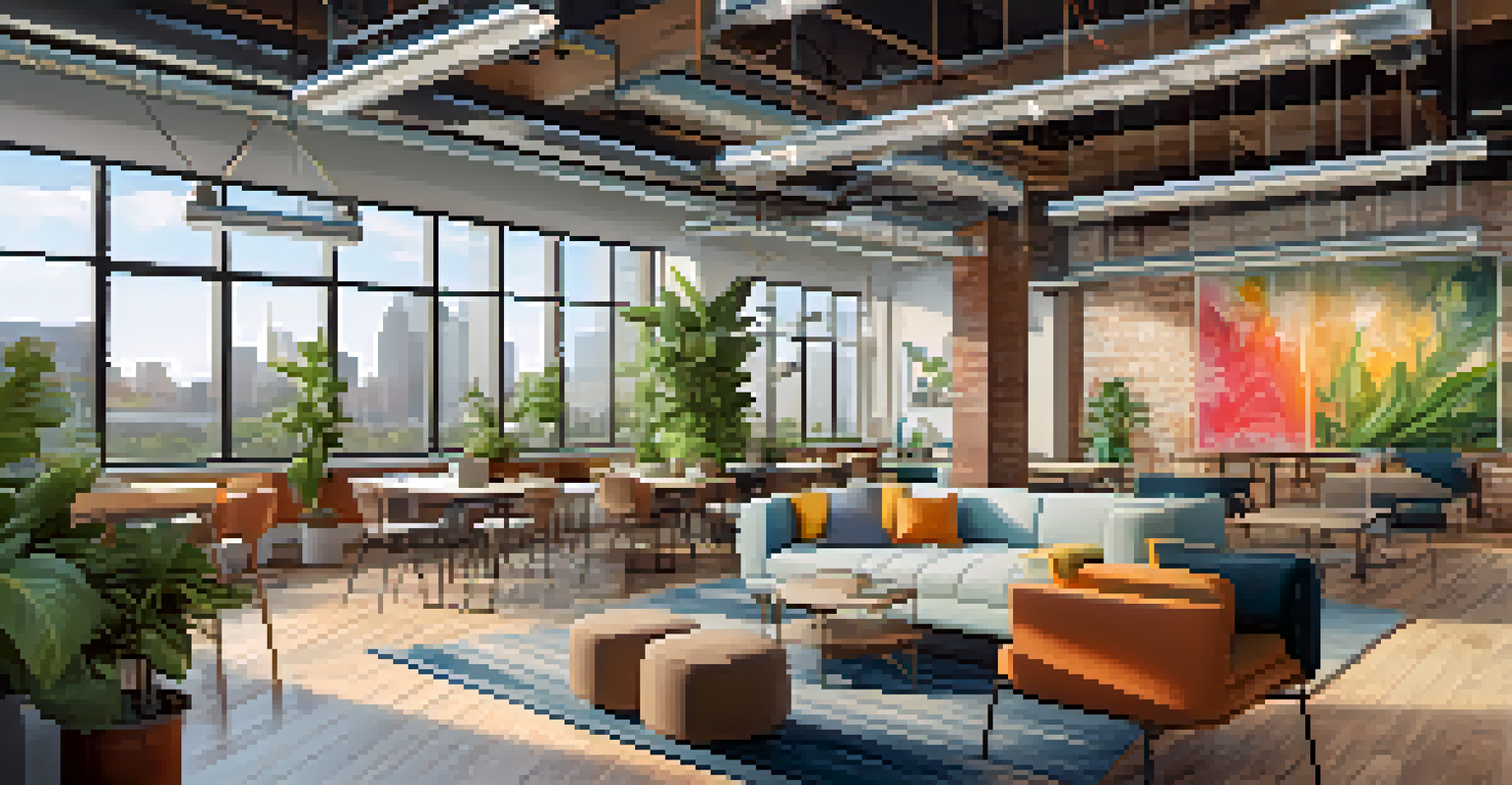 An interior view of a modern co-working space in New Jersey with professionals working together in a bright, stylish environment.