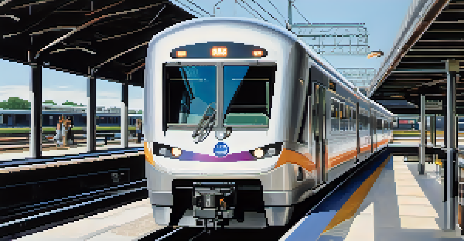 A detailed view of an NJ Transit train at a station, emphasizing its modern design and features.