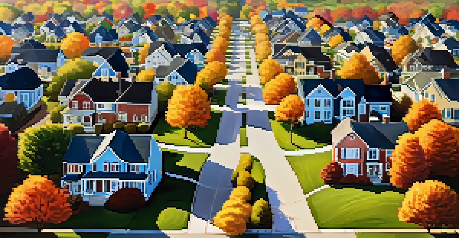 An aerial view of a suburban neighborhood in New Jersey with election signs and families enjoying a day outdoors.