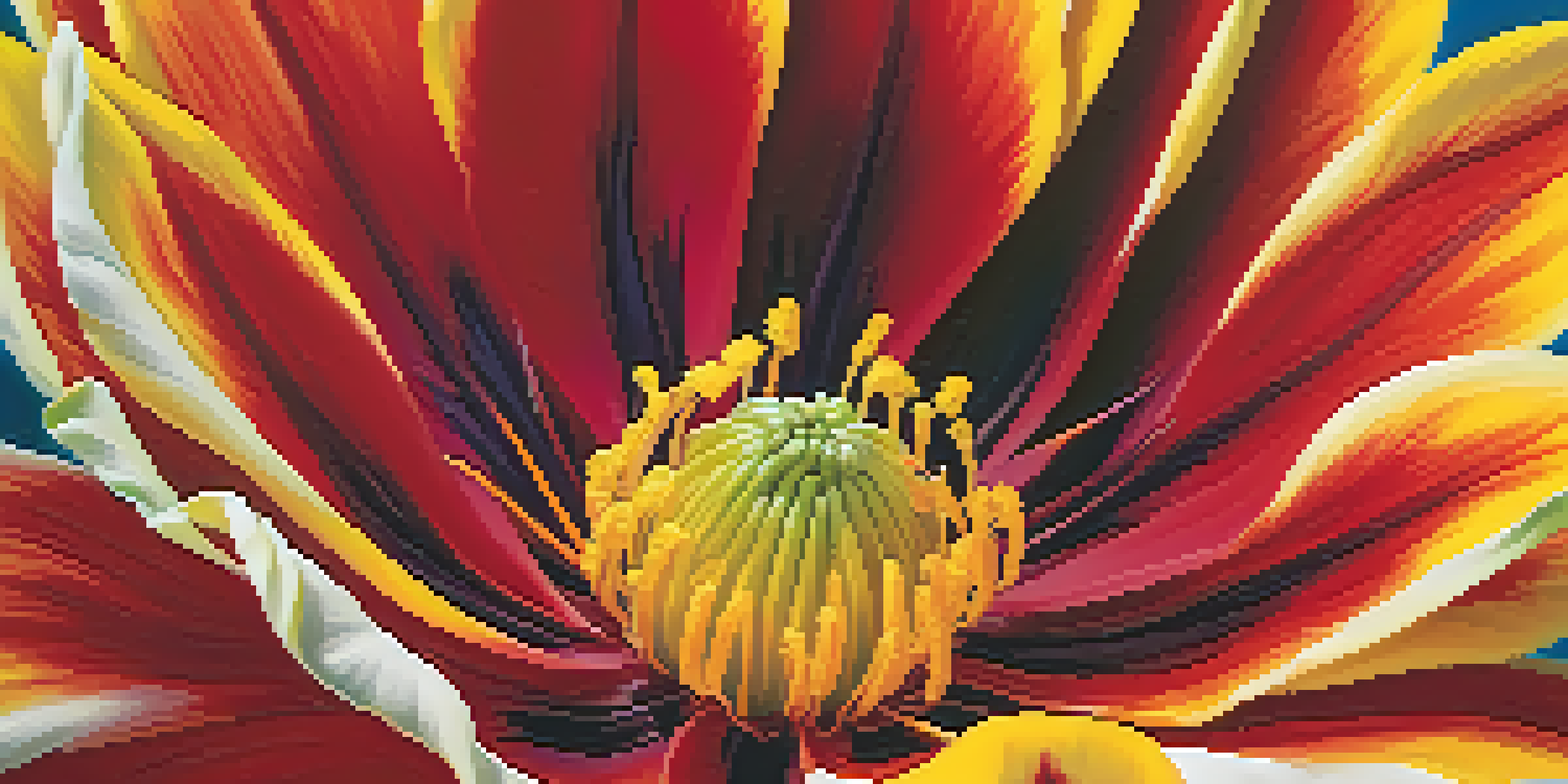 A close-up of a large, brightly colored flower against a soft, blurred background, reflecting the artistic style of Georgia O'Keeffe.
