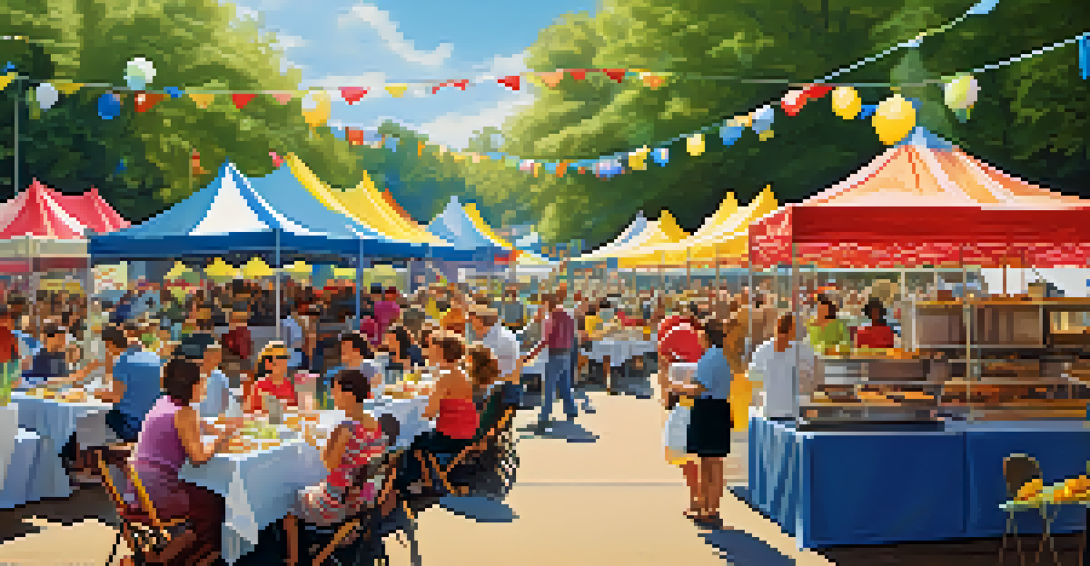 A vibrant food festival in New Jersey, featuring various food tents and attendees enjoying local cuisine.