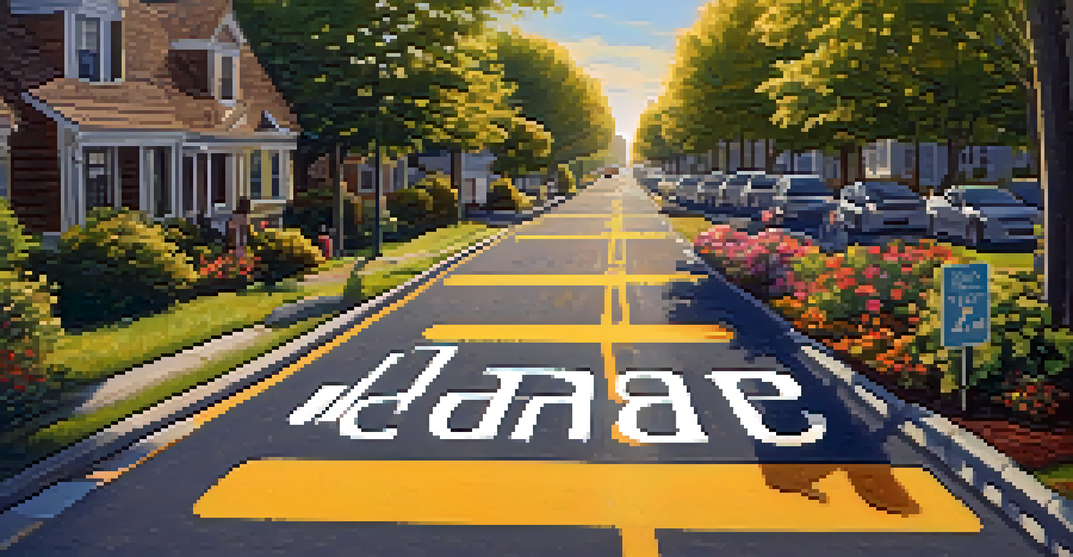 A peaceful bike lane in a New Jersey neighborhood with cyclists and greenery.
