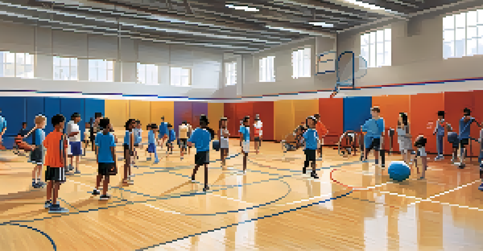 Children of different backgrounds participating in a training session for various sports.