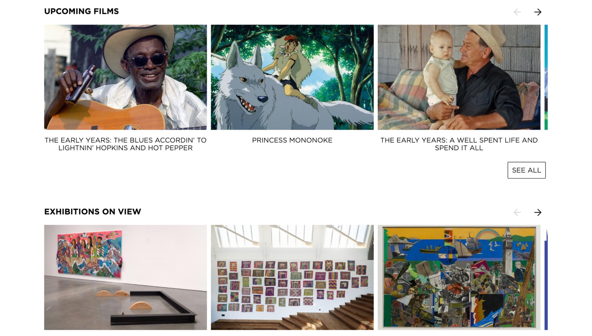 An image of the BAMPFA homepage