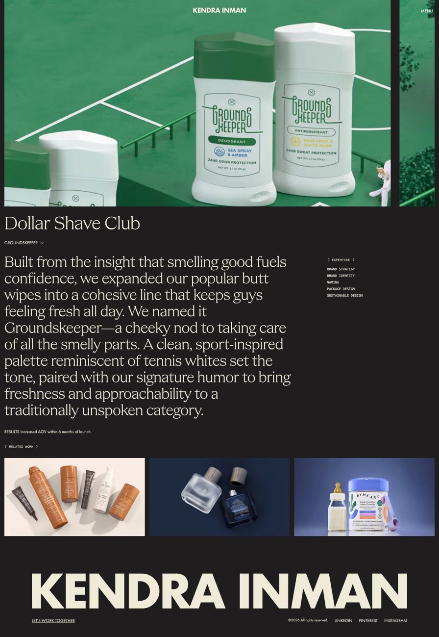 Kendrainman.com project page screenshot