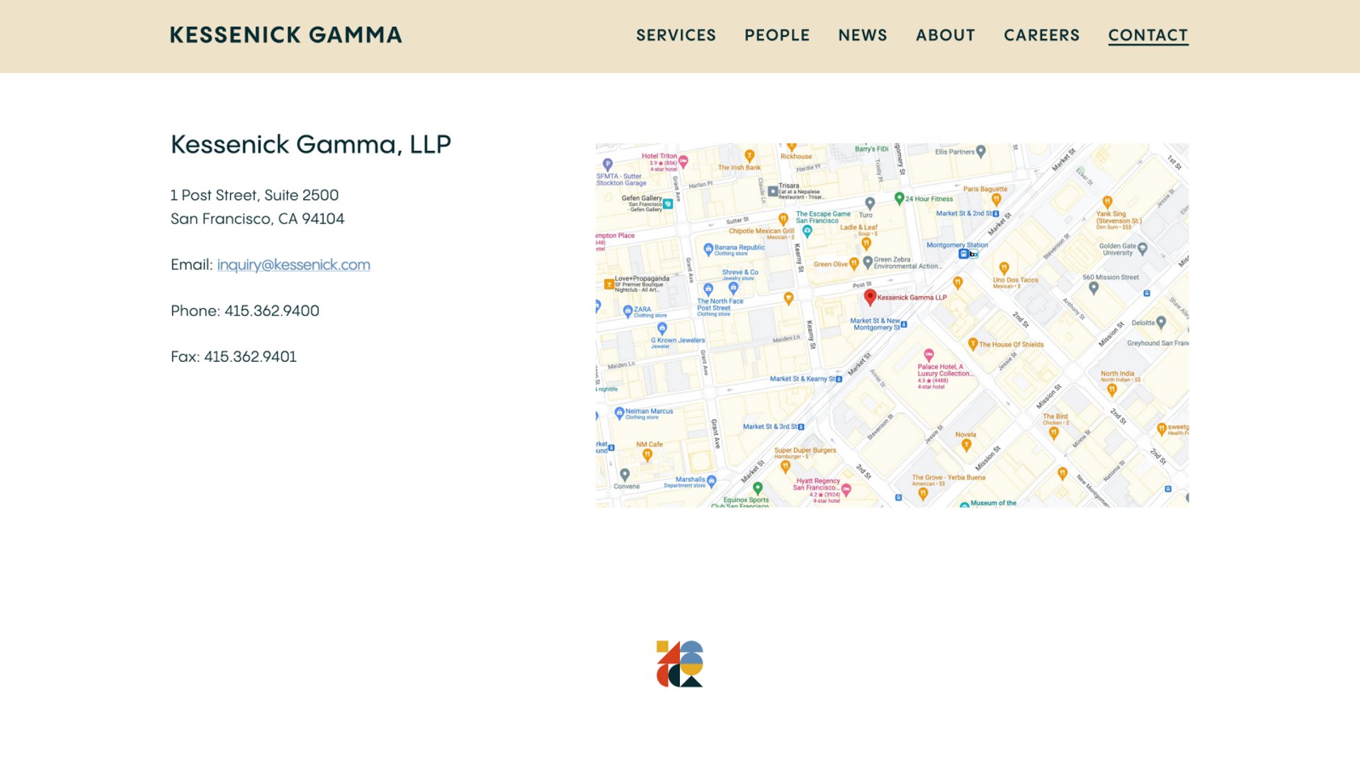 Screenshot of Kessenick Gamma contact page