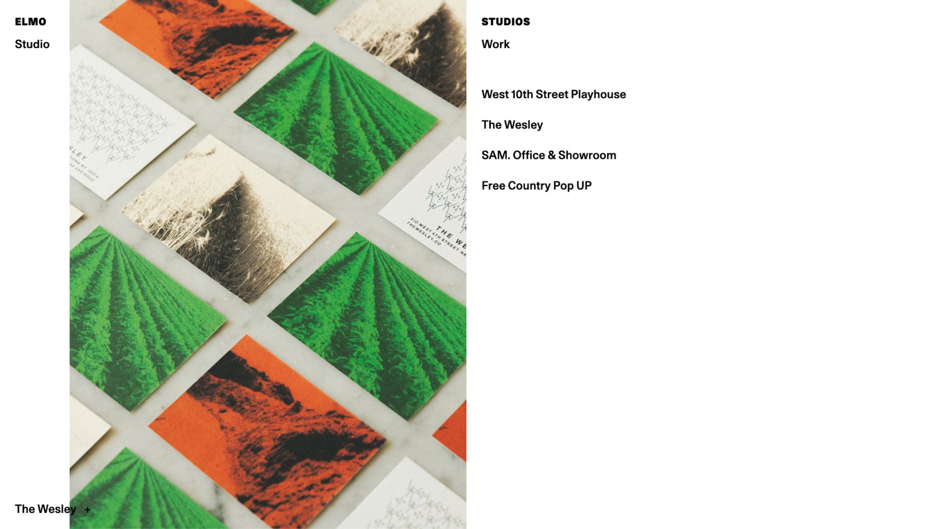 A screenshot of the Elmo Studios work menu
