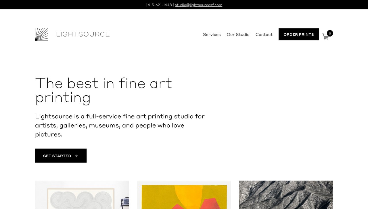screenshot of Lightsource website