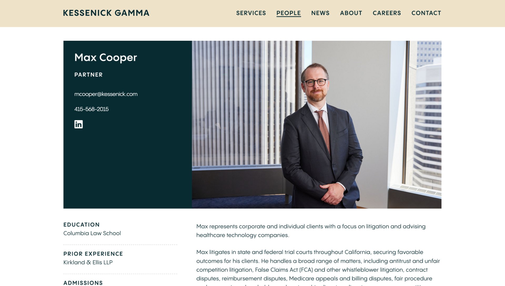 Screenshot of Kessenick Gamma attorney page