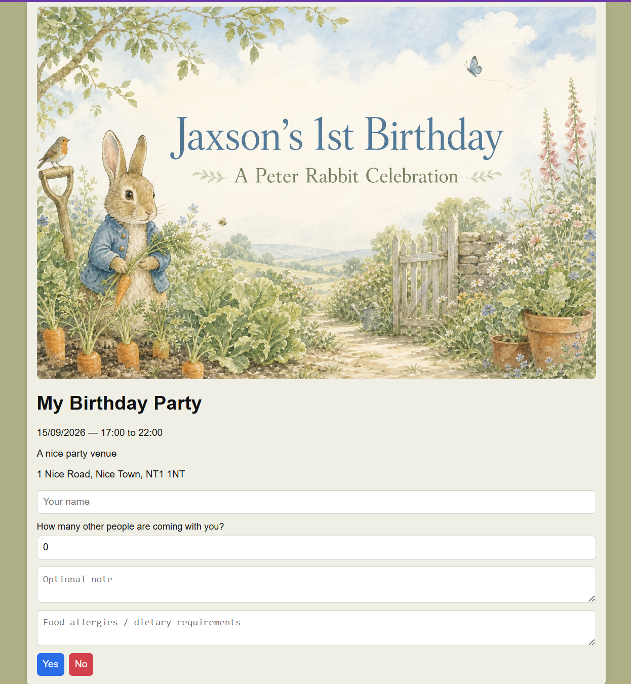RSVP Page