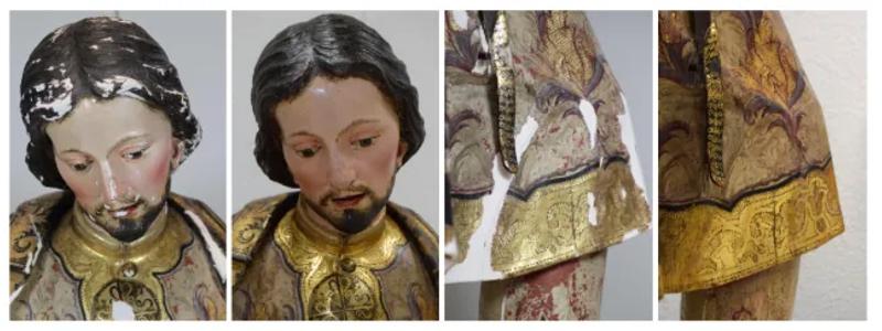 Detalle del rostro y la rodilla durante la reintegración a rigatino
