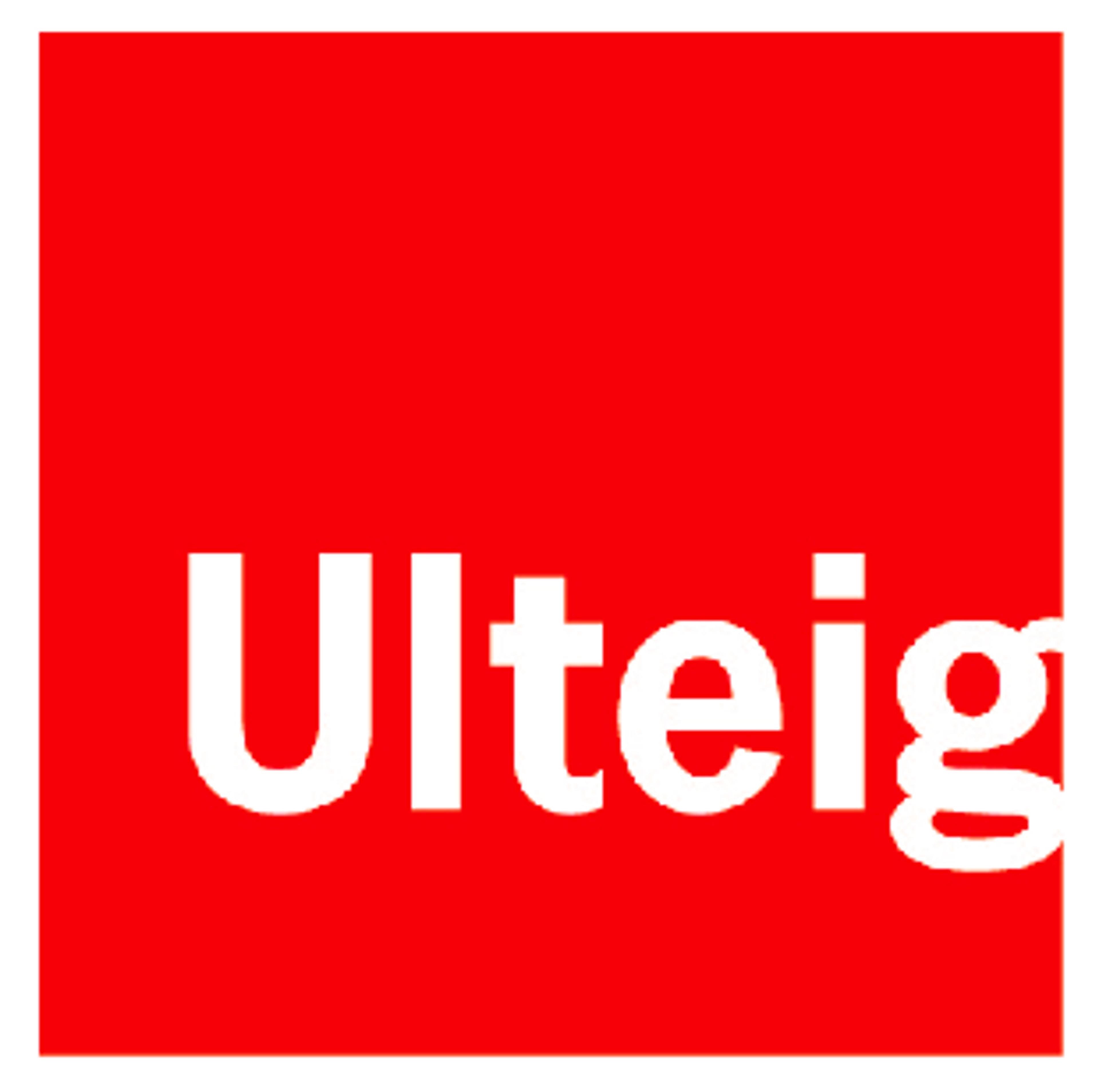 Ulteig logo on a red background.