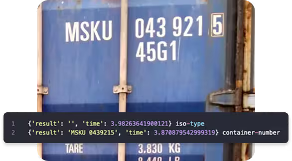 Shipping container with OCR output