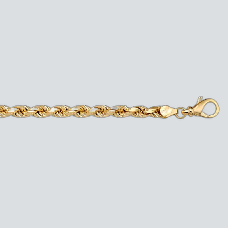 N616 - YELLOW GOLD SOLID DIAMOND CUT ROPE LINK