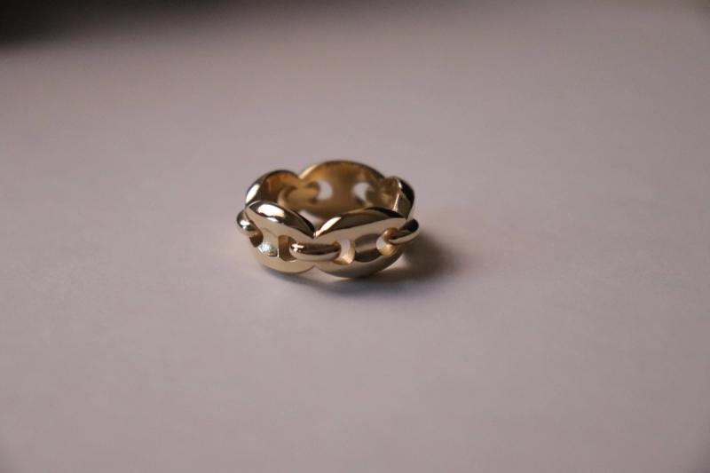 Gold Anchor Chain-Link Band Ring