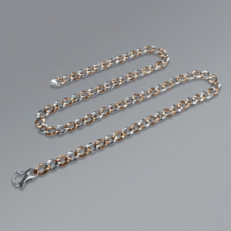Pink & White Chain 9.5mm - 14K solid gold chain