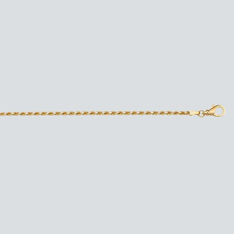 N611 - YELLOW GOLD SOLID DIAMOND CUT ROPE LINK