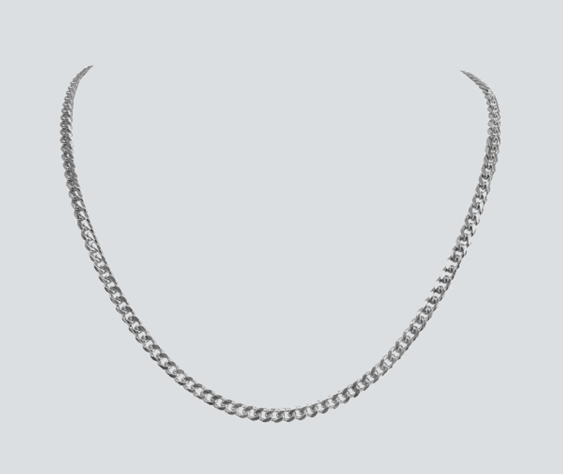 N217W WHITE GOLD SOLID DOMED CUBAN LINK (4.2MM)
