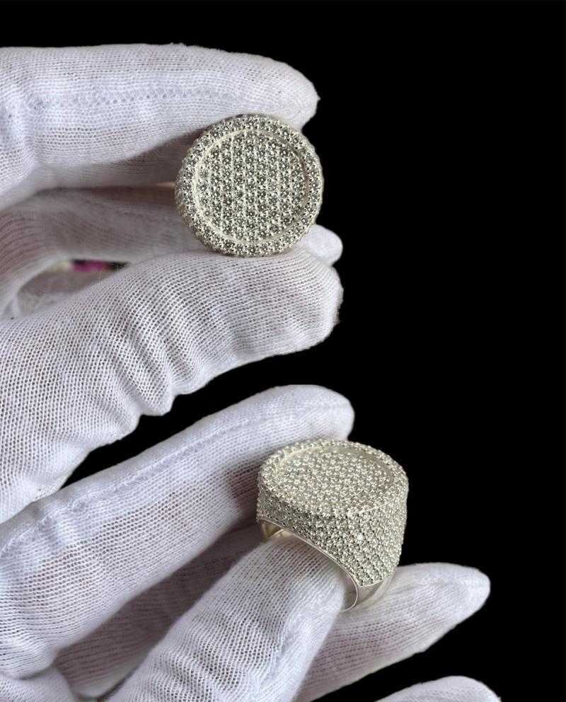 Full Pave Diamond Dome Pinky Ring Duo