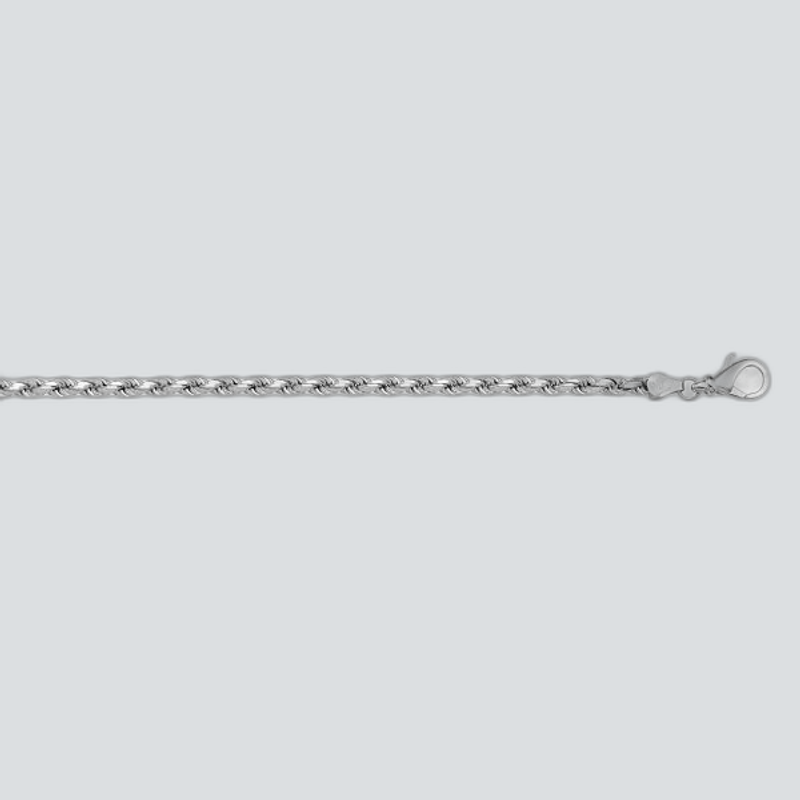 N1032 - WHITE GOLD SOLID DIAMOND CUT ROPE LINK