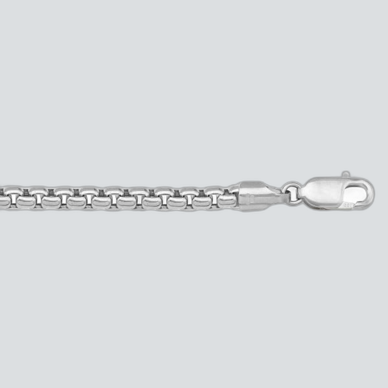 N603W - WHITE GOLD HOLLOW BOX LINK