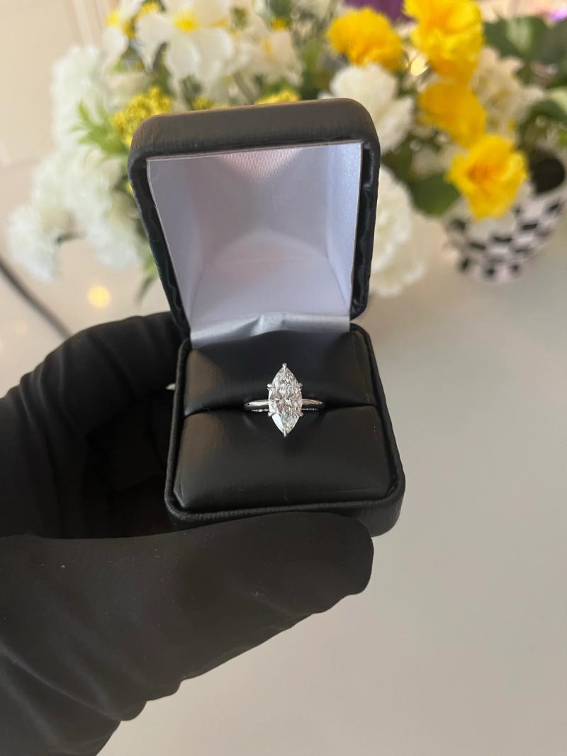 White Gold Marquise Solitaire Engagement Ring
