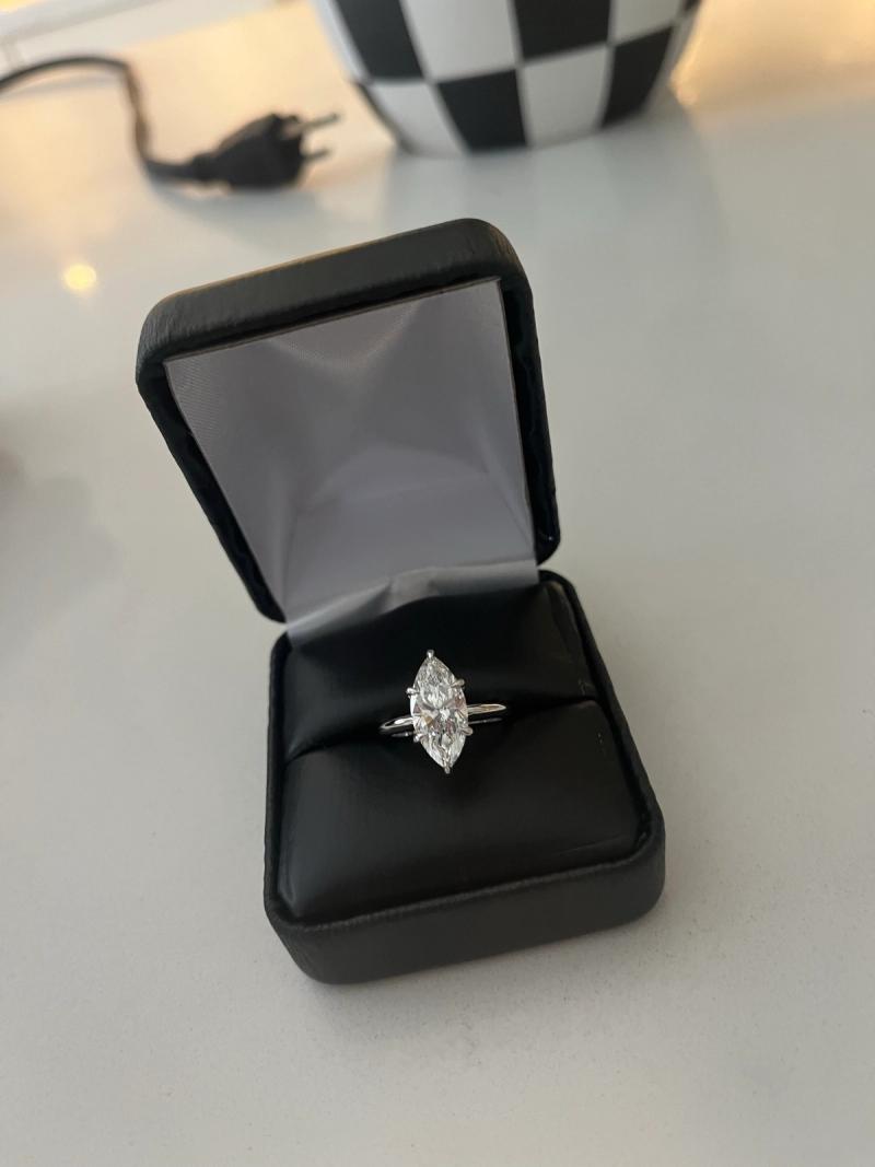 White Gold Marquise Solitaire Engagement Ring