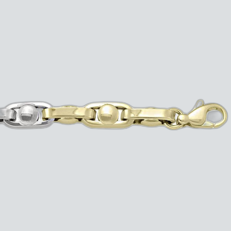 N823 - TWO TONE GOLD HOLLOW FANCY ROUND LINK